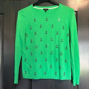 Talbots‎ Rhinestone green Anchors Sweater Size Medium petite